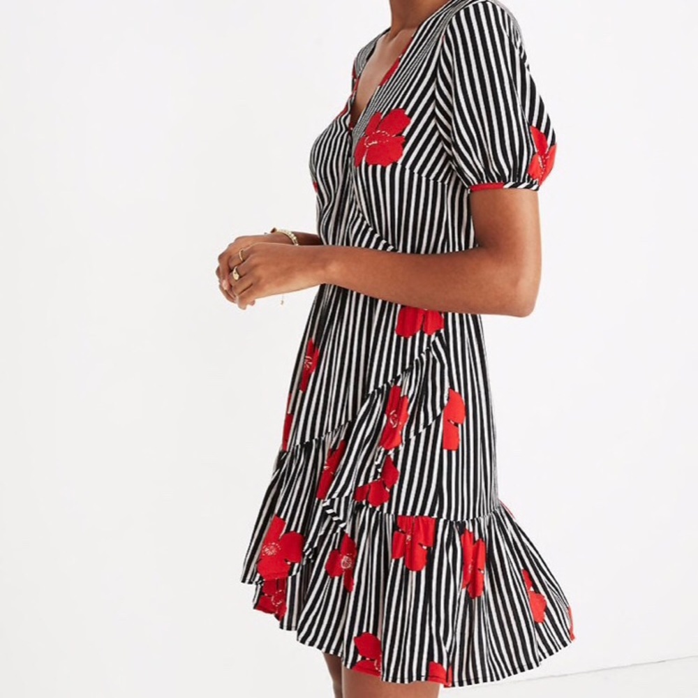 Madewell ruffle-wrap dress in candied orchids